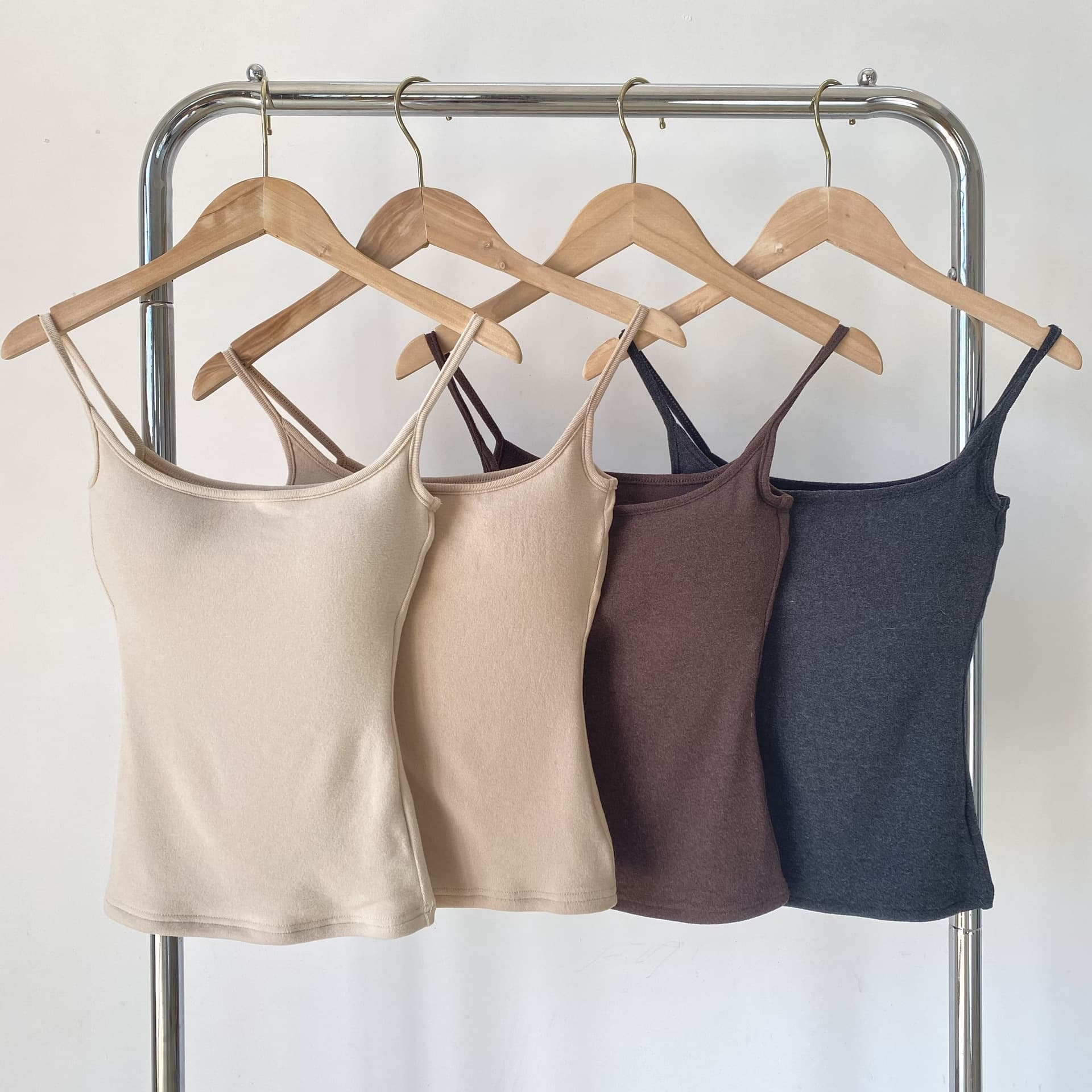 Autumn/Winter Brushed Fabric Tank Top with Removable Padded Bra, Double Layer