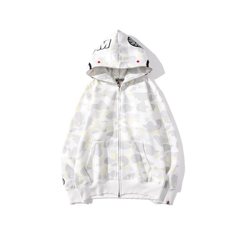 Cross-border Trendy Brand 2024 Shark Head Hoodie for Men and Kids 3D Printed Sweatshirt Jacket Camouflage Zipper