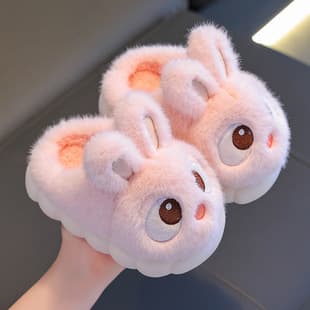 Children's Cotton Slippers Winter Girls Bunny Indoor Home Anti-slip Warm Medium Large Boys Baby Cotton Shoes