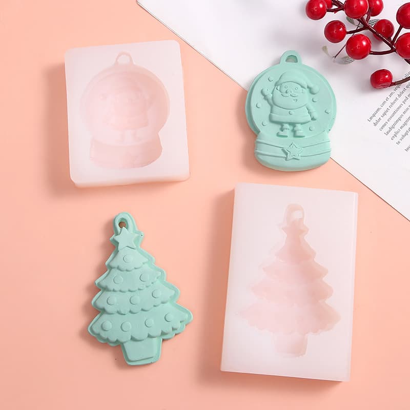 Creative Silicone Mold Santa Claus Christmas Tree Ornament Aromatherapy Plaster Candle Making Mould Irregular Shape Baking Mold