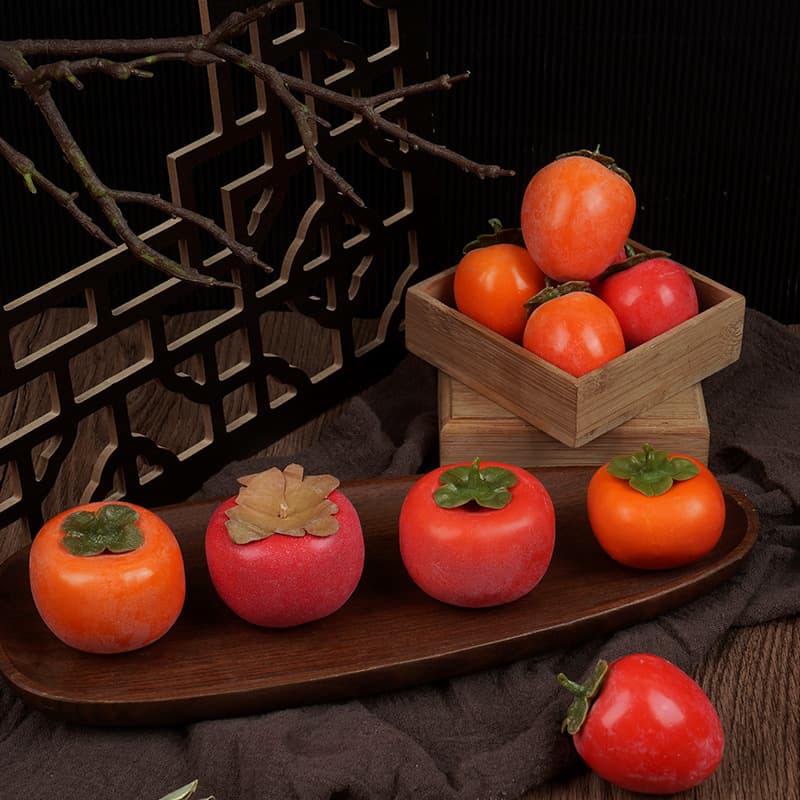 Artificial Persimmon Model Fake Fruit Decoration Red Lantern Window Display Photo Prop Fruit Shop Decor Living Room