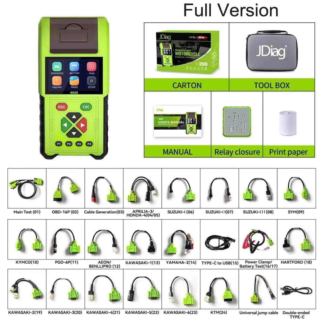 Cross-border New JDiag M200 Motorcycle Diagnostic Scanner + Battery Tester + Automotive Test 3-in-1