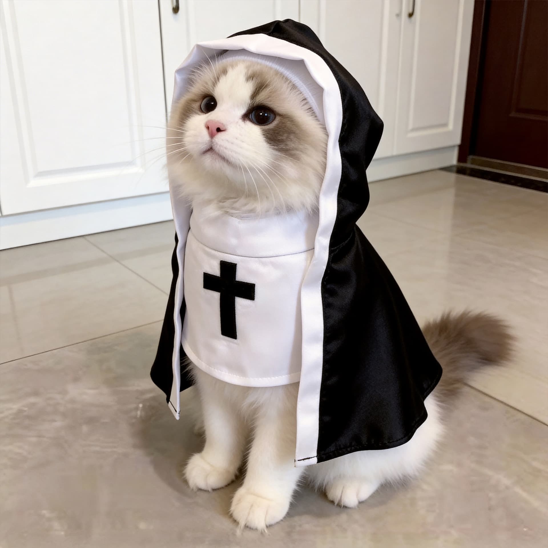 Cat costumes, pet clothes, dog cross-dressing, funny cos photo props, small and medium pet costumes, cat nun costumes