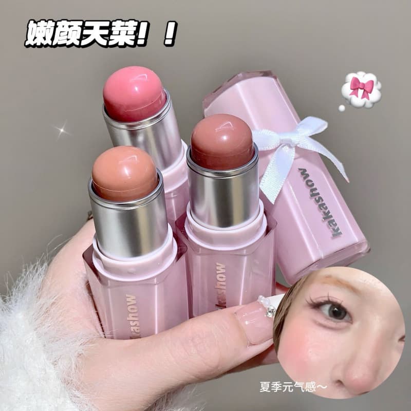 Kakashow Tipsy Watery Blush Stick - Blends into Skin Naturally, Korean Style Tender Girl Look, Moisturizing and Clear Finish