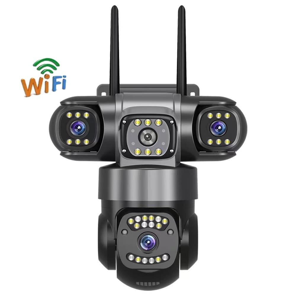 Home Camera with Mobile Remote HD Two-Way Audio Triple-Lens Outdoor Waterproof Wireless WiFi Monitor