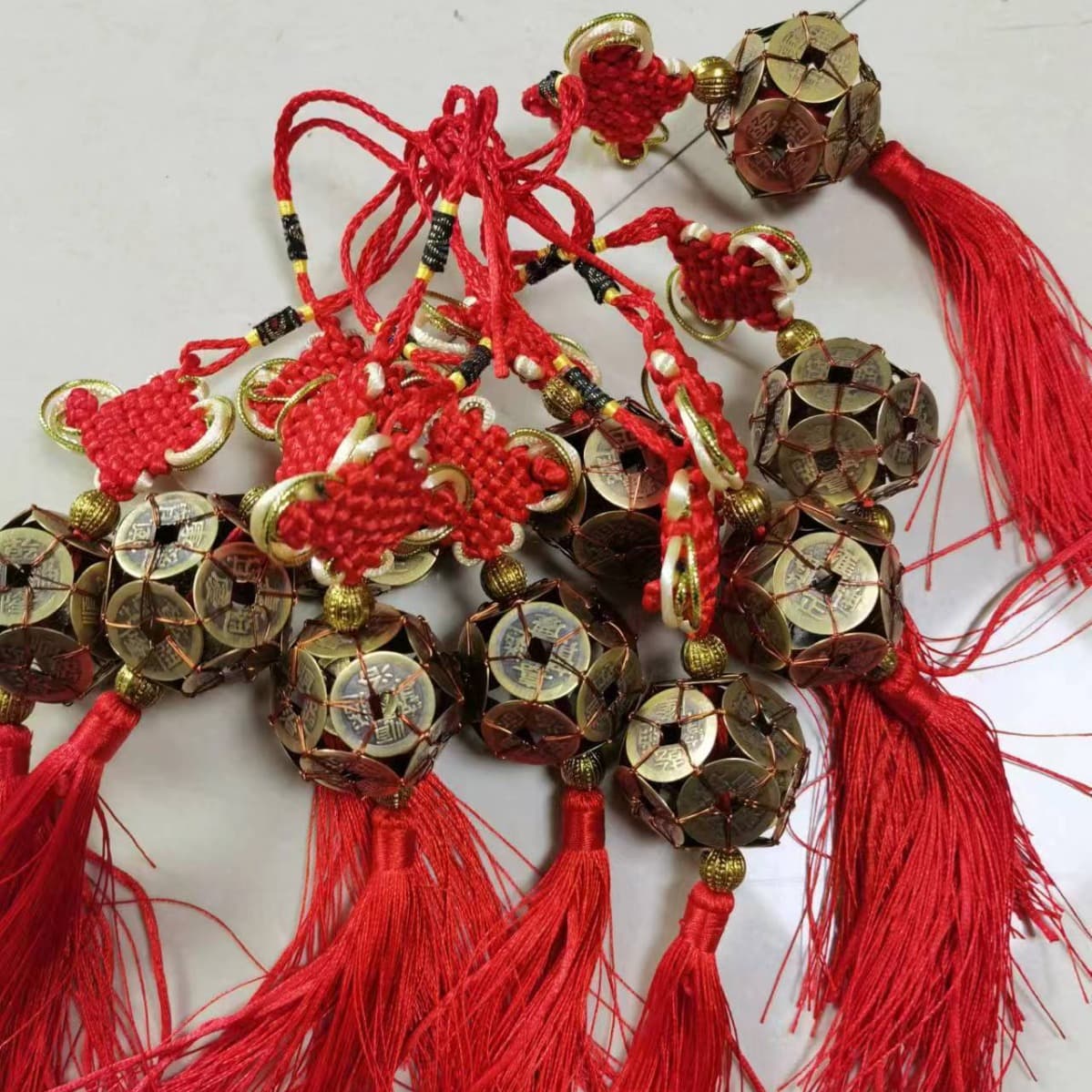 Five Emperors Money Hand-woven Pure Copper Coin Ball Yuanbao Lutong Chinese Knot Car Entrance Pendant Home Decoration