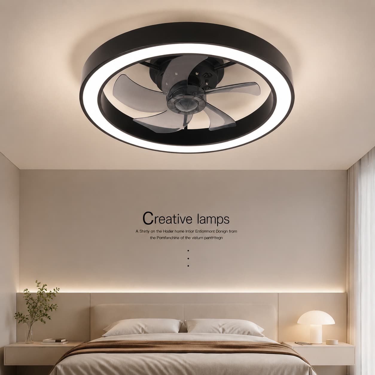 Cross-Border Fan Light, Bedroom Ceiling Light with Integrated Fan, Dining Room Ceiling Fan Light, 2026 New Model, Zhongshan Lighting Fixtures, Japanese Standard