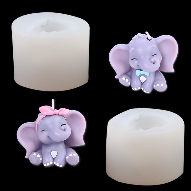 DIY Creative Birthday Candle Little Cute Elephant Candle Mold, Cake Decoration Baking Silicone Mold Squishy Toy Mold