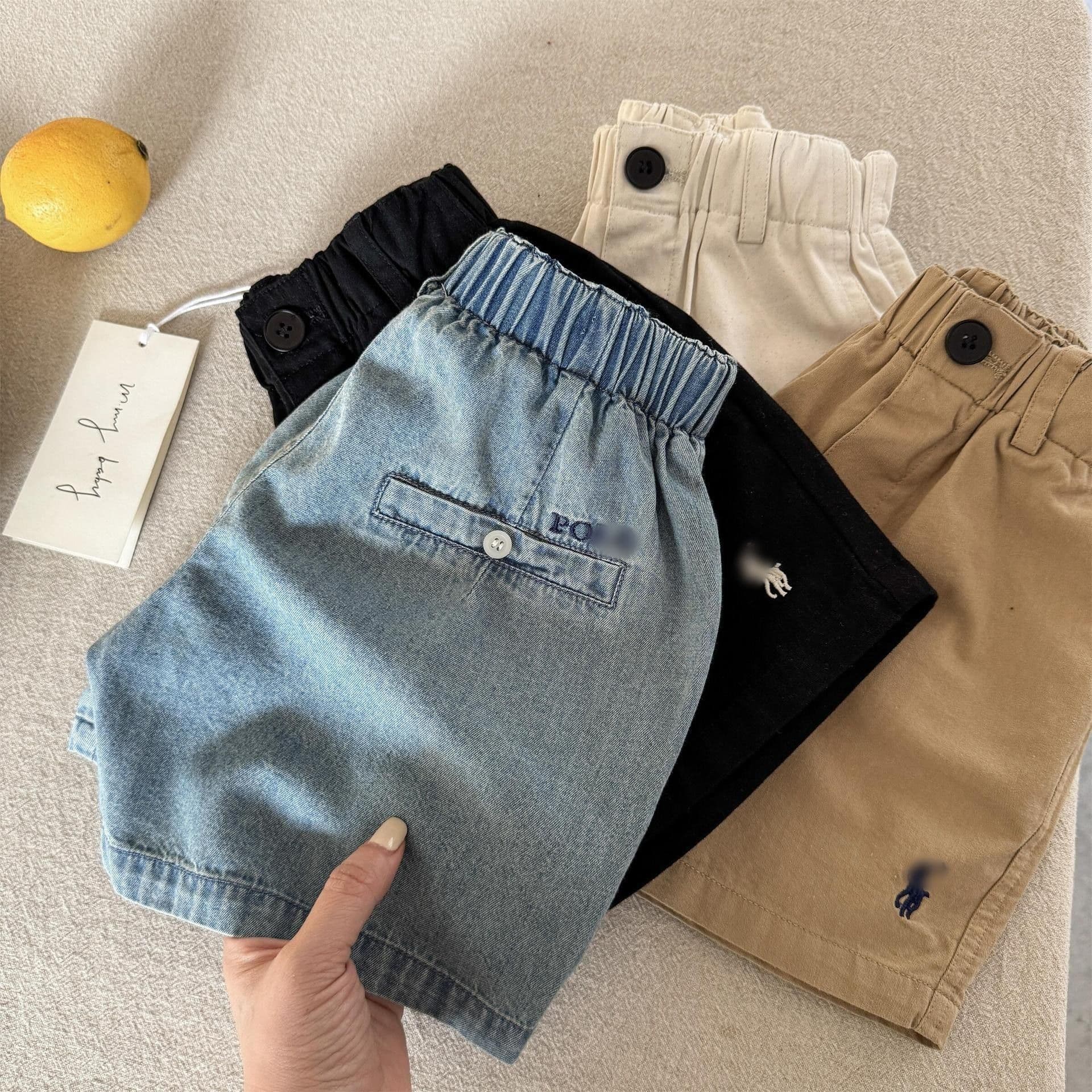 Ningli children's denim shorts 26 summer Japanese trendy brand casual shorts for boys and girls, baby children's fashionable five-point pants