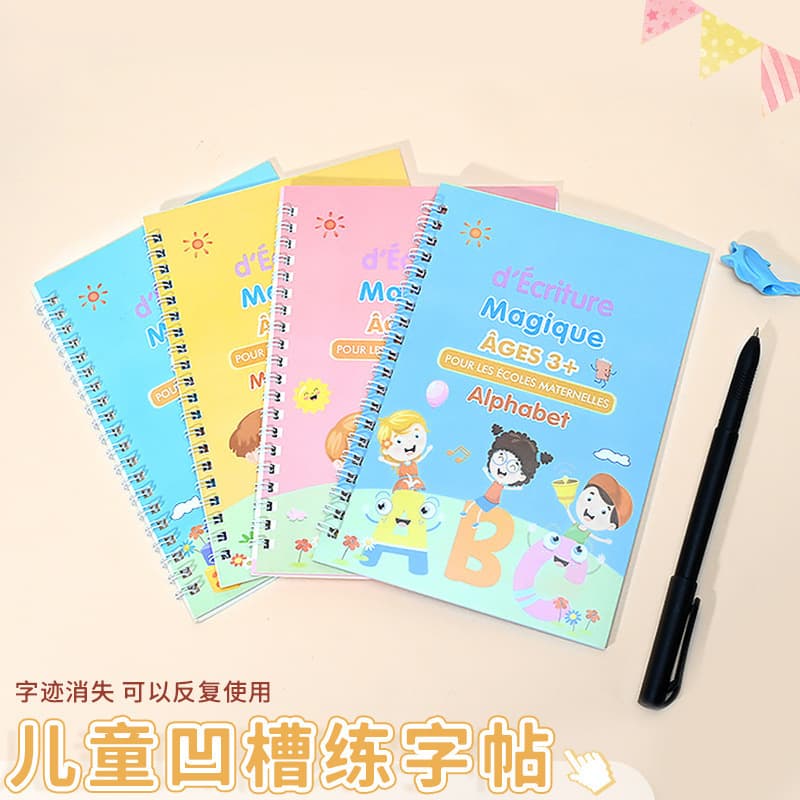 Cross-border hot-selling children's copy book English multi-language children's pen control training copybook groove magic practice calligraphy book