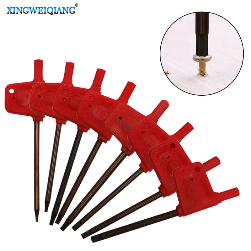 Torx screw removal with high strength and low torsional force, not easy to strip. Red Flag type Torx wrench, CNC tool accessory.