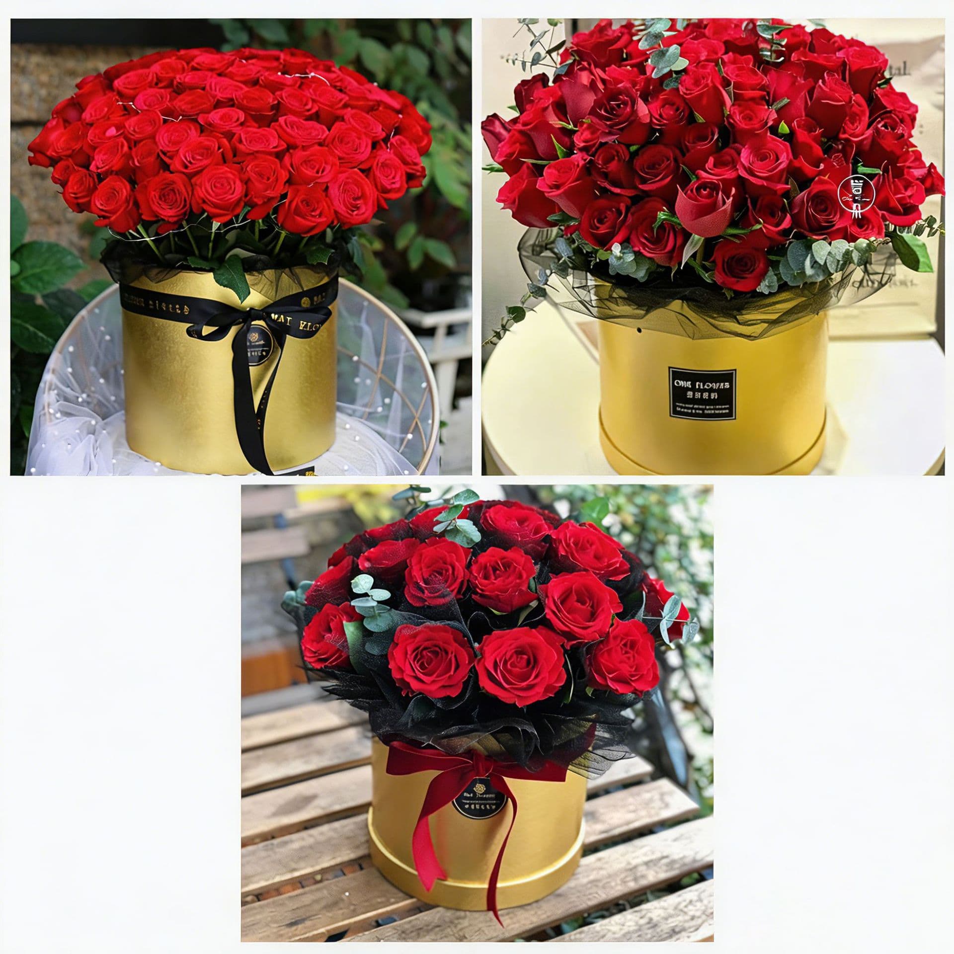 Valentine's Day Hug Bucket Flower Arrangement Bucket Rose Flower Box Gift Box Small Medium Large Round Buckle Set Custom Size Print Logo