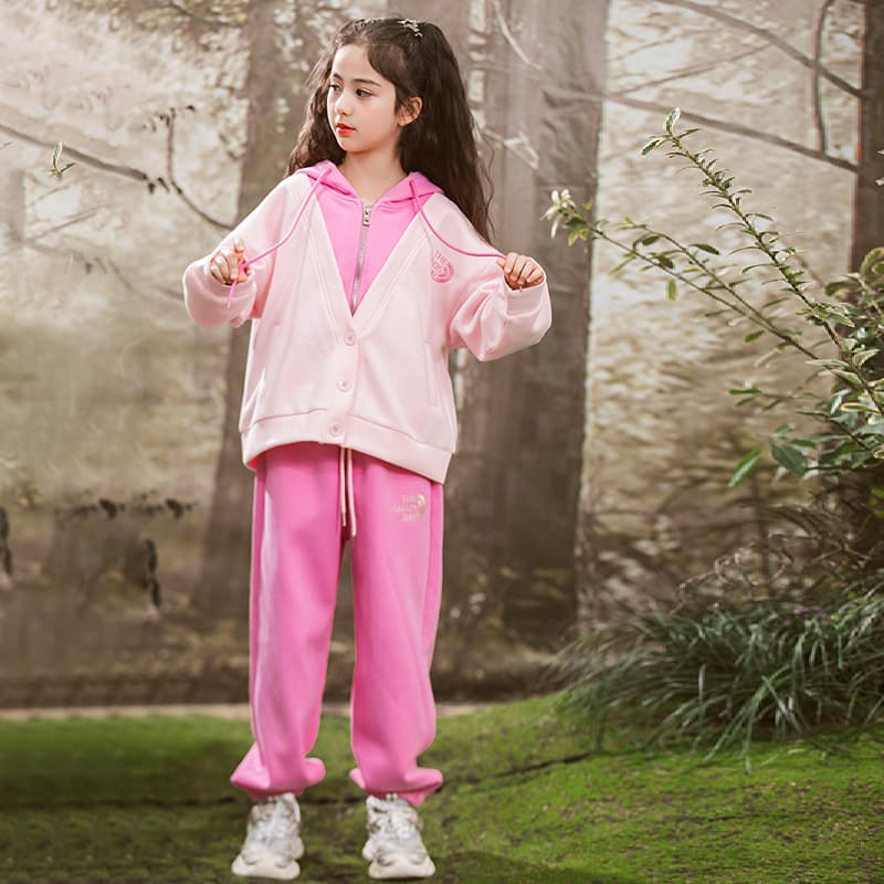 Girls' Set Spring Autumn 2026 New Fashionable Children's Casual Sportswear Sweatshirt Two-Piece Set