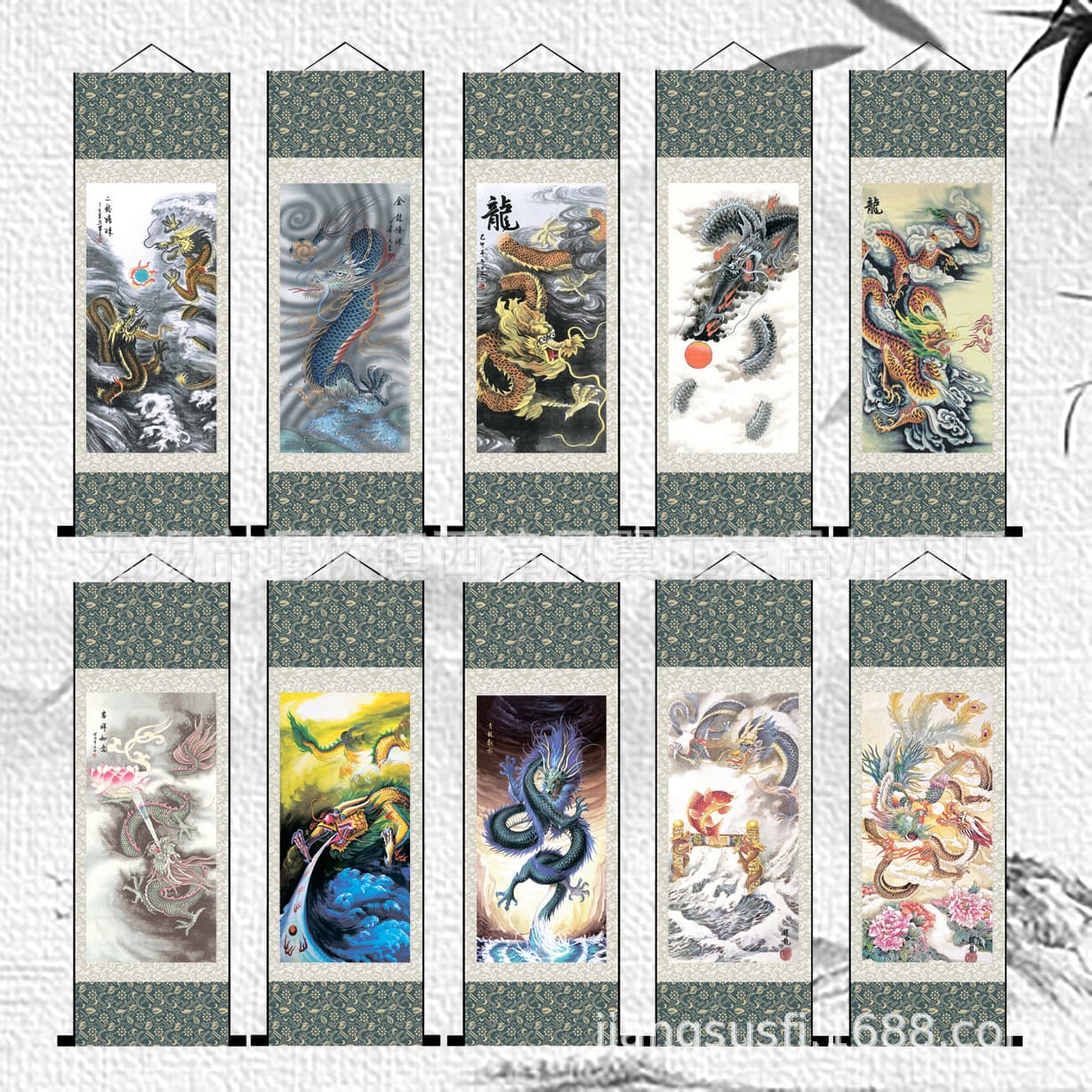 Business gift landscape silk painting, scroll animal traditional Chinese painting dragon.