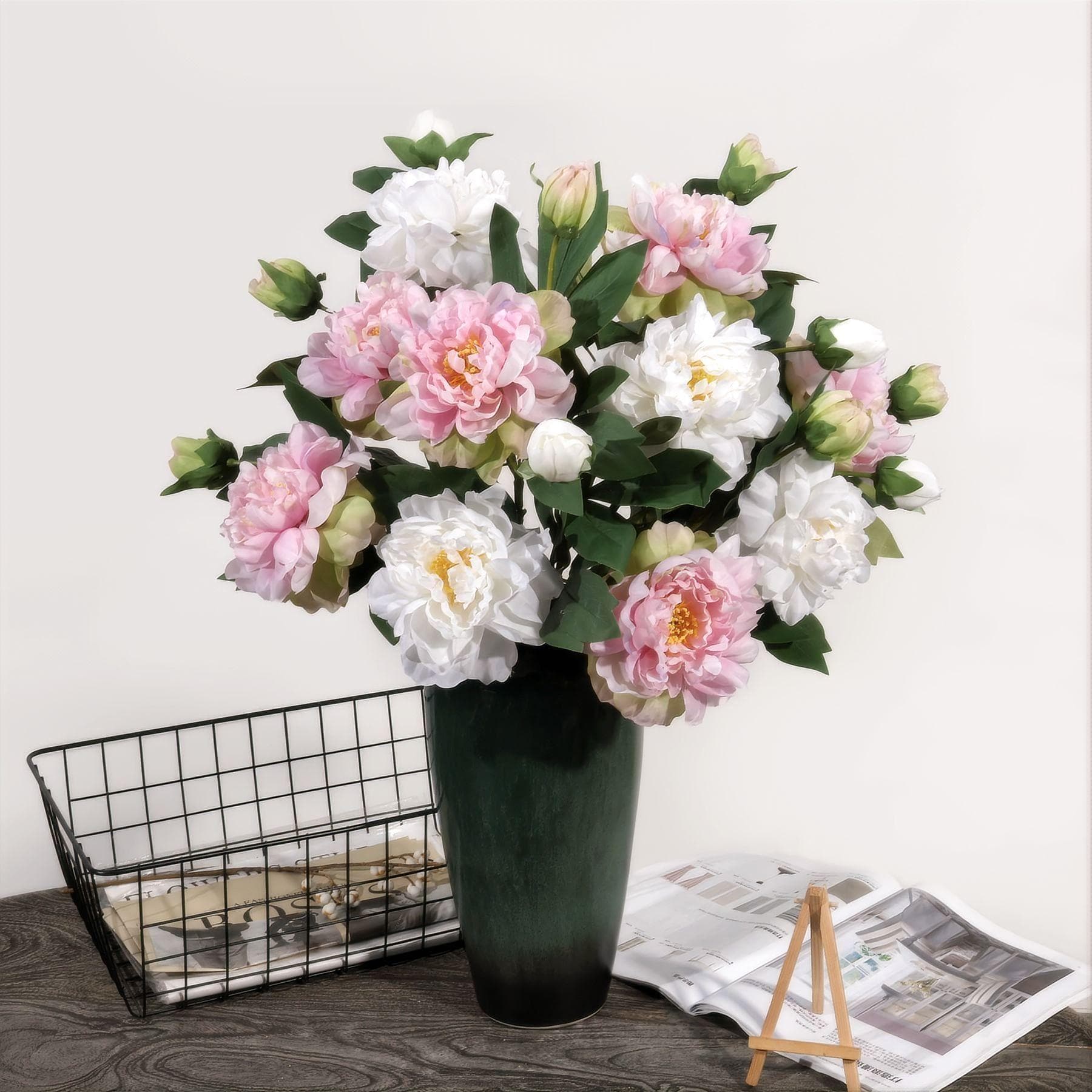 High-Grade 2-Head Peony Artificial Flower Chinese Living Room Decorative Flower Table Arrangement Ornaments Peony Fake Flower Bouquet