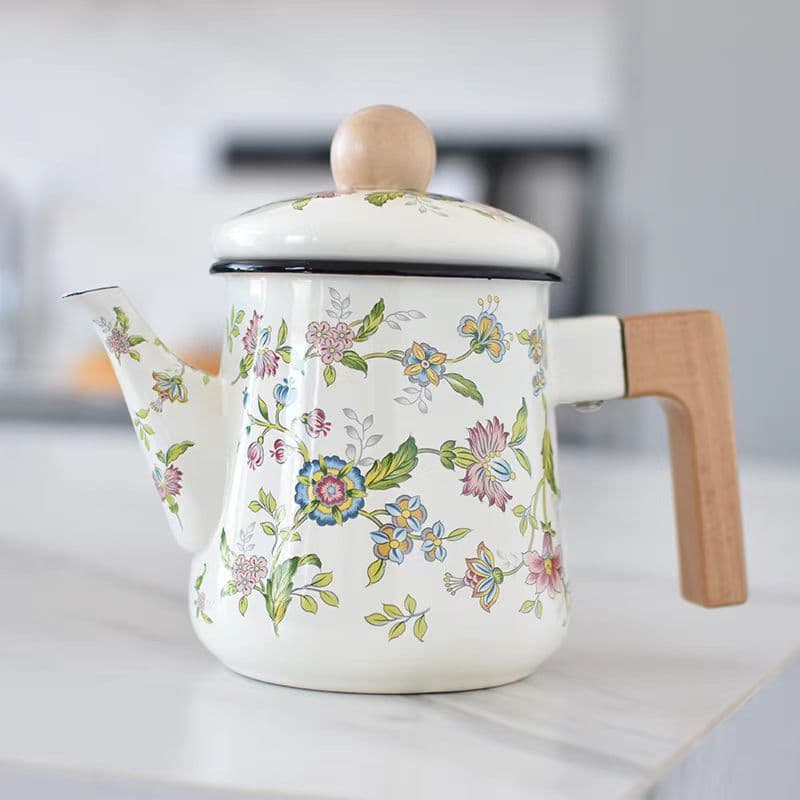 Enamel Coffee Pot Small Size Cold Water Kettle Open Flame Electric Ceramic Stove Old-Fashioned Enamel Kettle Cold Water Oil Pot for Home Use