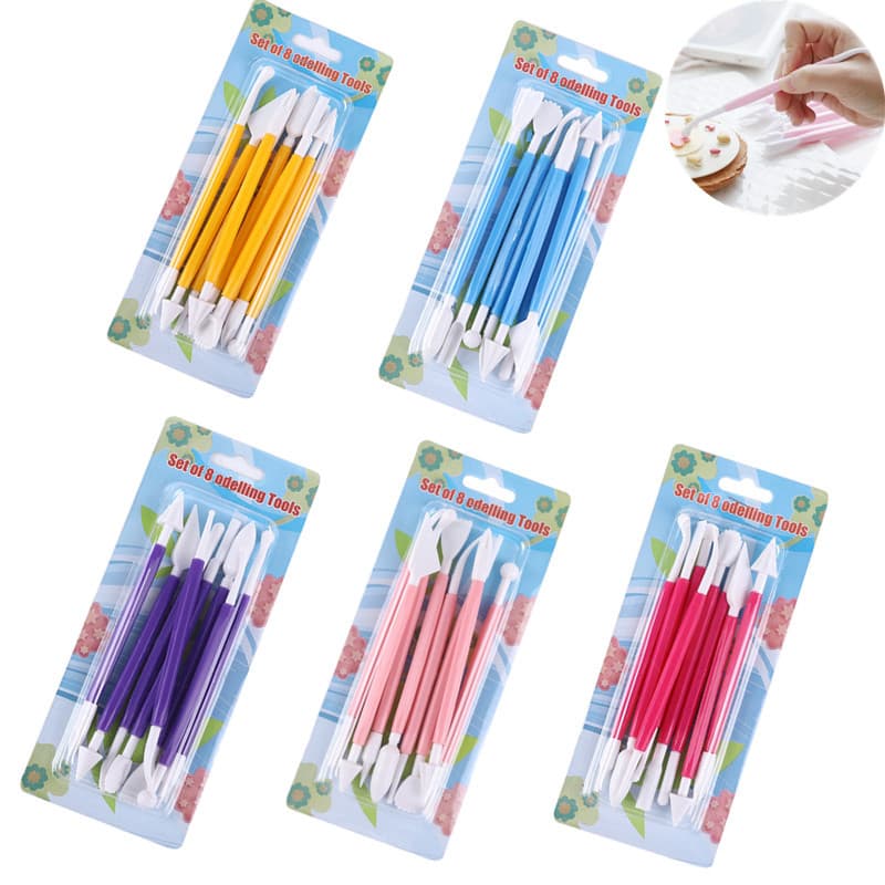 Baking Tool 8-Piece Carving Set, Fondant Cake Carving Pen, DIY Cake and Steamed Bun Sculpting Tools