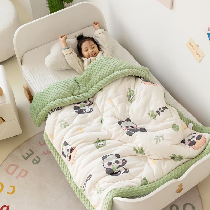 Class A Knitted Cotton Bean Fleece Children's Quilt, Infant Cotton Quilt, Baby Spring/Autumn/Winter Quilt, Kindergarten Nap Small Cover Blanket