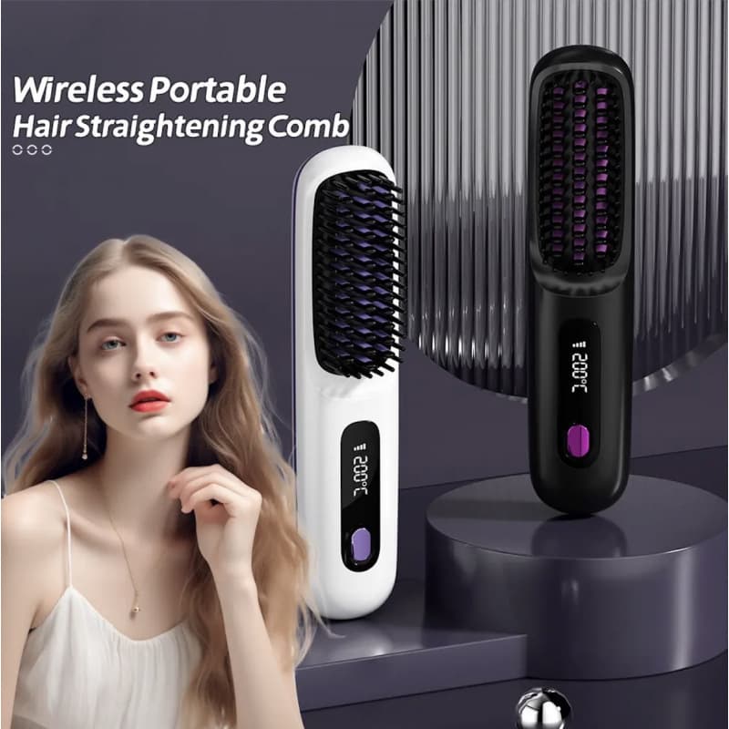 Cross-border LCD Wireless Straightening Comb Styling Charging Straightener Portable Negative Ion Non-Damaging Electric Heating Comb New
