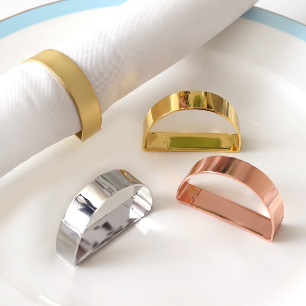 Color-preserving Electroplated Metal D-shaped Napkin Rings Creative Semi-circular Napkin Holder Fashionable Iron Clips