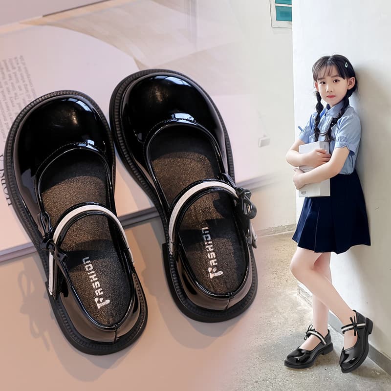 Girls' Leather Shoes Princess Shoes 2024 New Spring and Autumn Children's Shoes Black Chanel Style Loafers for Older Girls