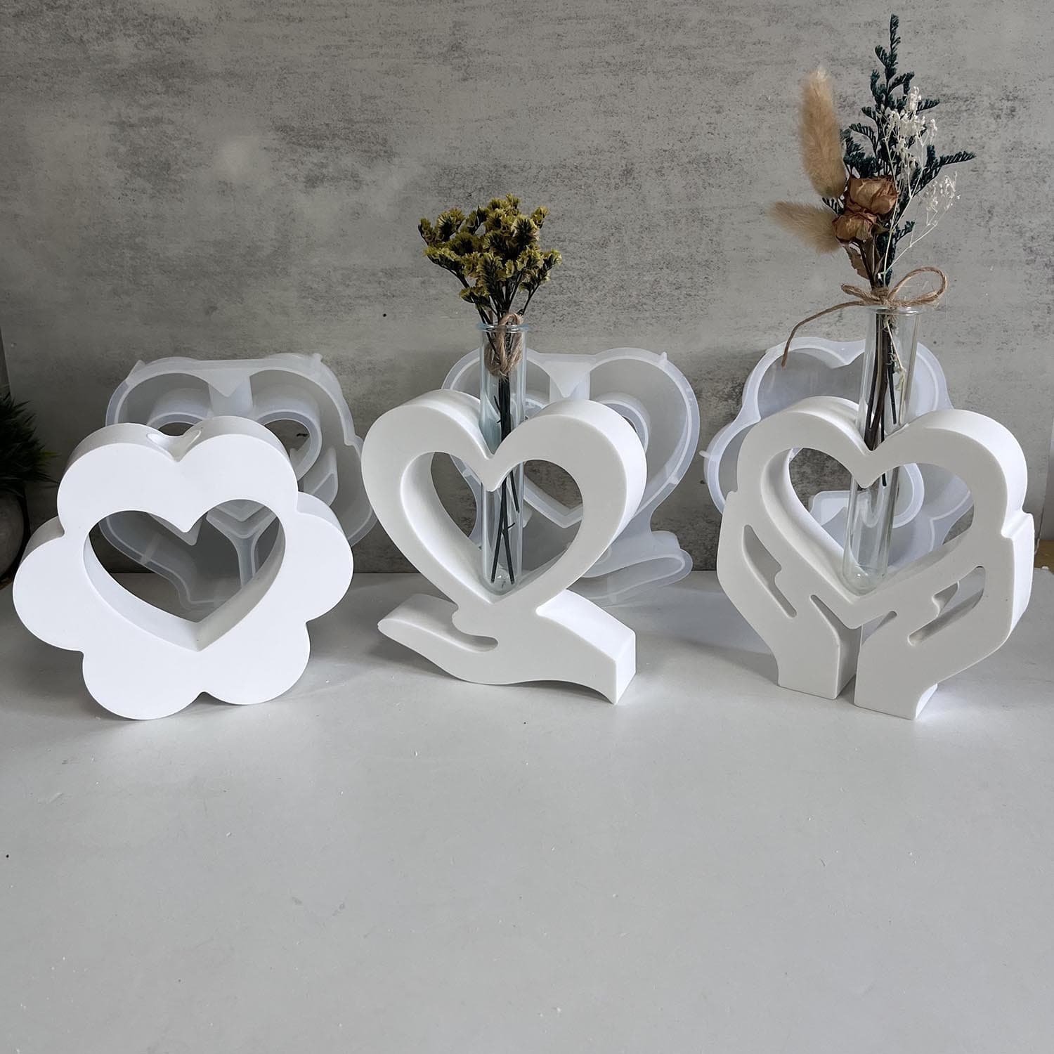 Love test tube hydroponic vase silicone mold flower hydroponic hand holding love hydroponic flower device gypsum glue mold