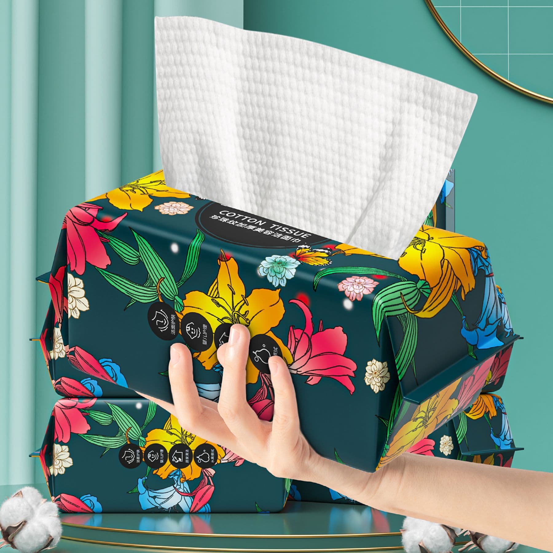 Disposable Face Towels, Cotton Soft, Pull-Out Type, Thickened, Dual-Use for Dry and Wet, Facial Cleansing Towels, Manufacturer's Towels