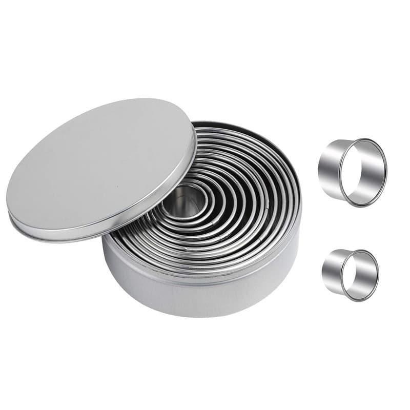 Stainless Steel Mousse Ring 12-Piece Set Round Cake Mold Cookie Doughnut Mold Rice Ball Baking Mold