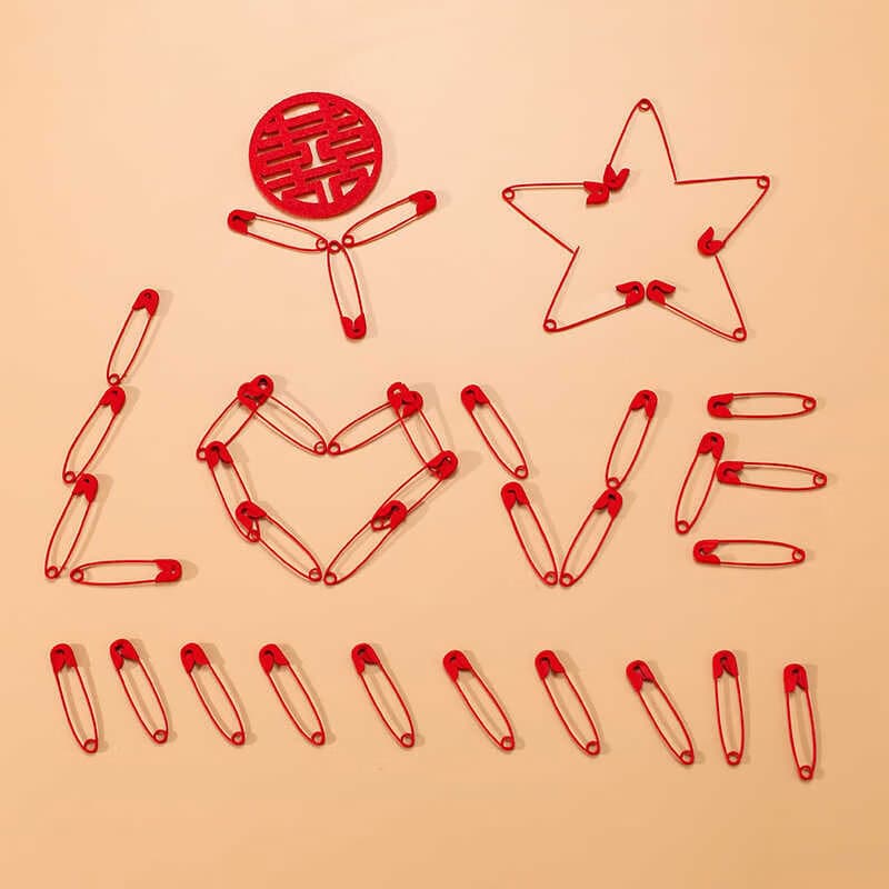 Large red safety pins for wedding bride dowry, corsage, cloth bundle, and fixing supplies