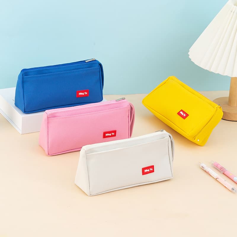 Simple pencil case, customizable with logo printing, large capacity, wholesale, new and stylish student stationery bags.