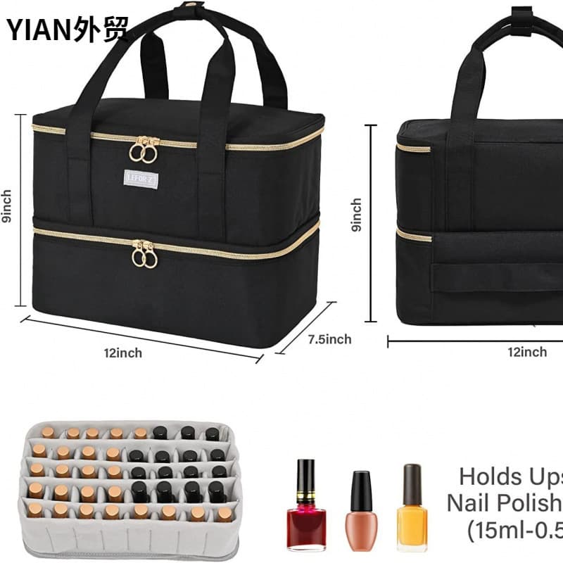 Cross-border Hot-selling Cosmetic Bag Nail Polish Bag Storage Bag 42-slot Manicure Essential Oil Bag Nail Tool Storage Bag Foldable