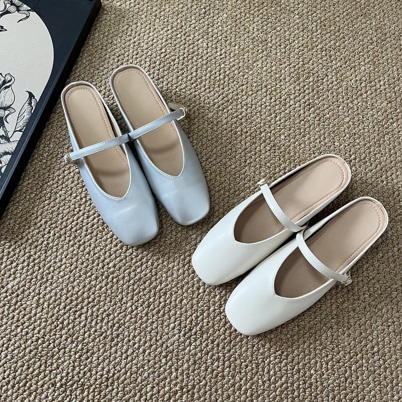 French niche gentle fairy Baotou Birkenstock half slippers for women 2025 new style with skirt Mary Jane shoes