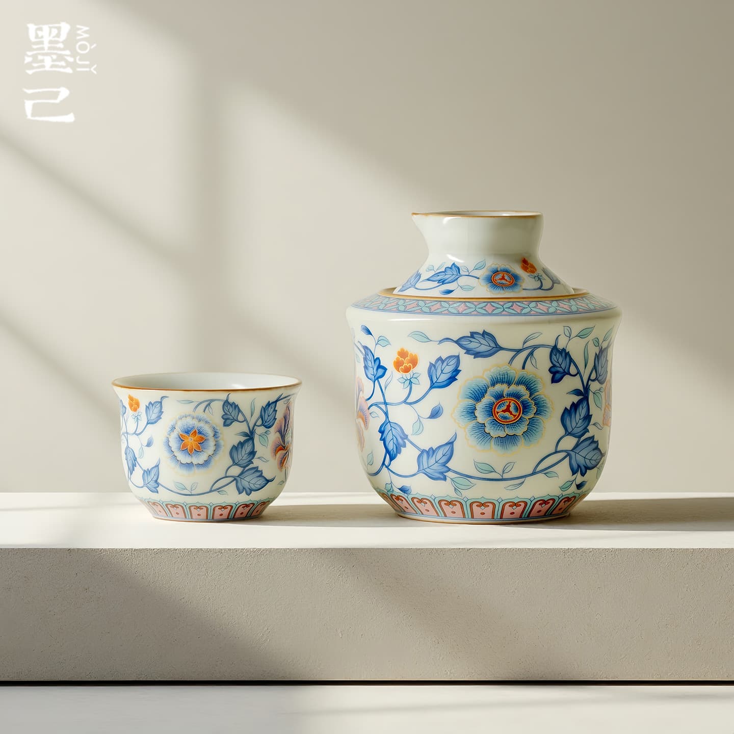 Moji Ru Kiln Warmer - "Blooming Wealth" ceramic pot for home heating of rice wine, spirits, and sake.