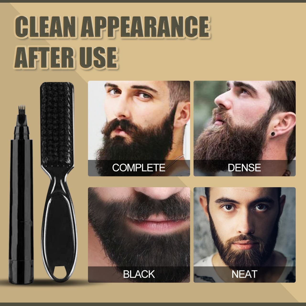 East Moon Beard Filler Pen Men's Mustache and Beard Shaping Filler Pen Waterproof Beard Brush