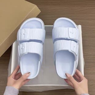 Petite Platform Thick Sole One-Strap Slippers for Women, 2026 Summer Anti-Slip Height-Increasing Double-Strap Cool Slippers, Thick Sole Slippers for Outdoor Wear