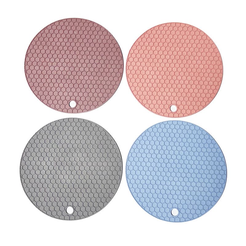 Cross-border Heat Insulation Pad Placemat Hot-selling Silicone Honeycomb Heat Insulation Pad Round Pot Holder Bowl Mat Dining Table Mat High Temperature Resistant Coaster