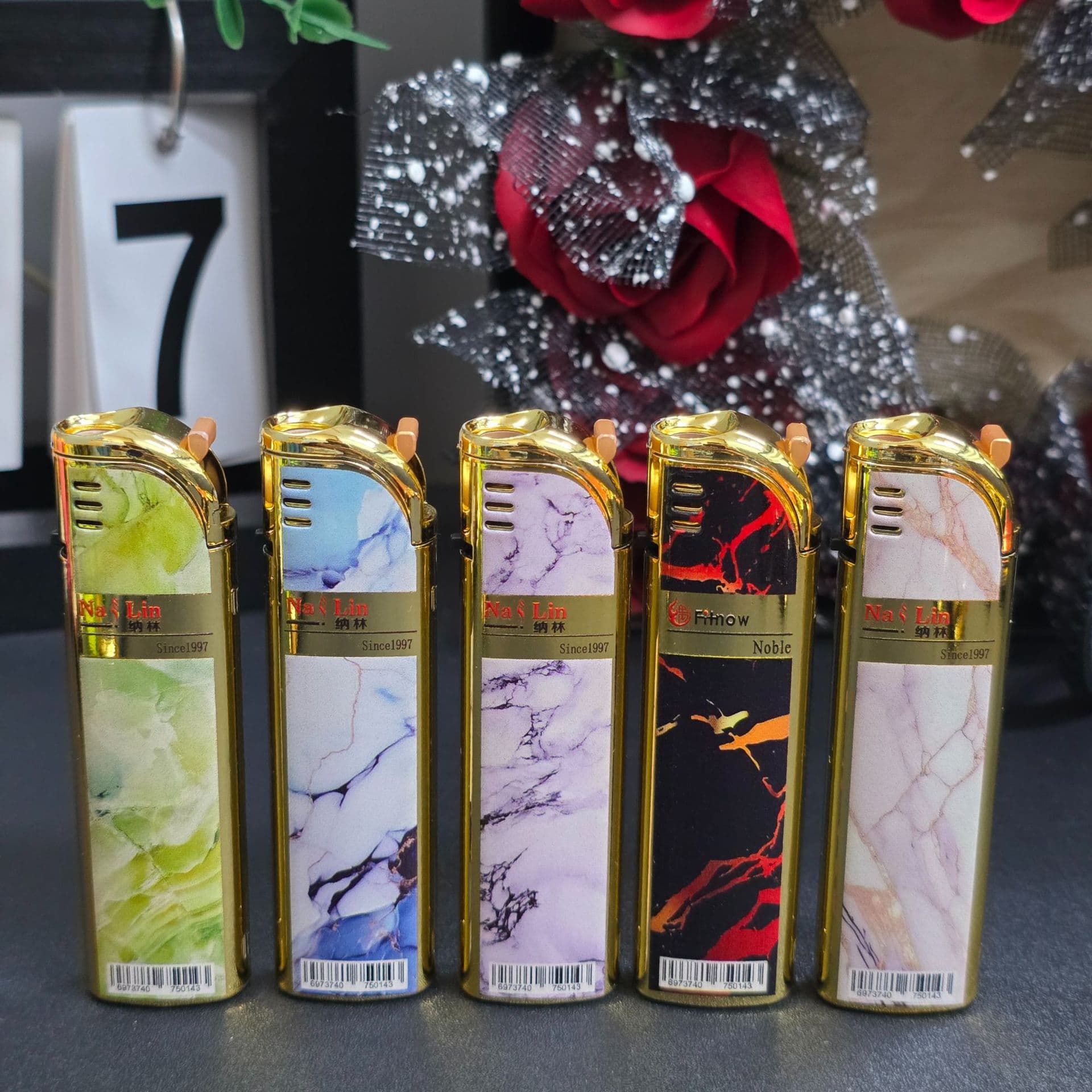 New 608 marble pattern metal windproof lighter blue flame refillable lighter factory direct sale with excellent price