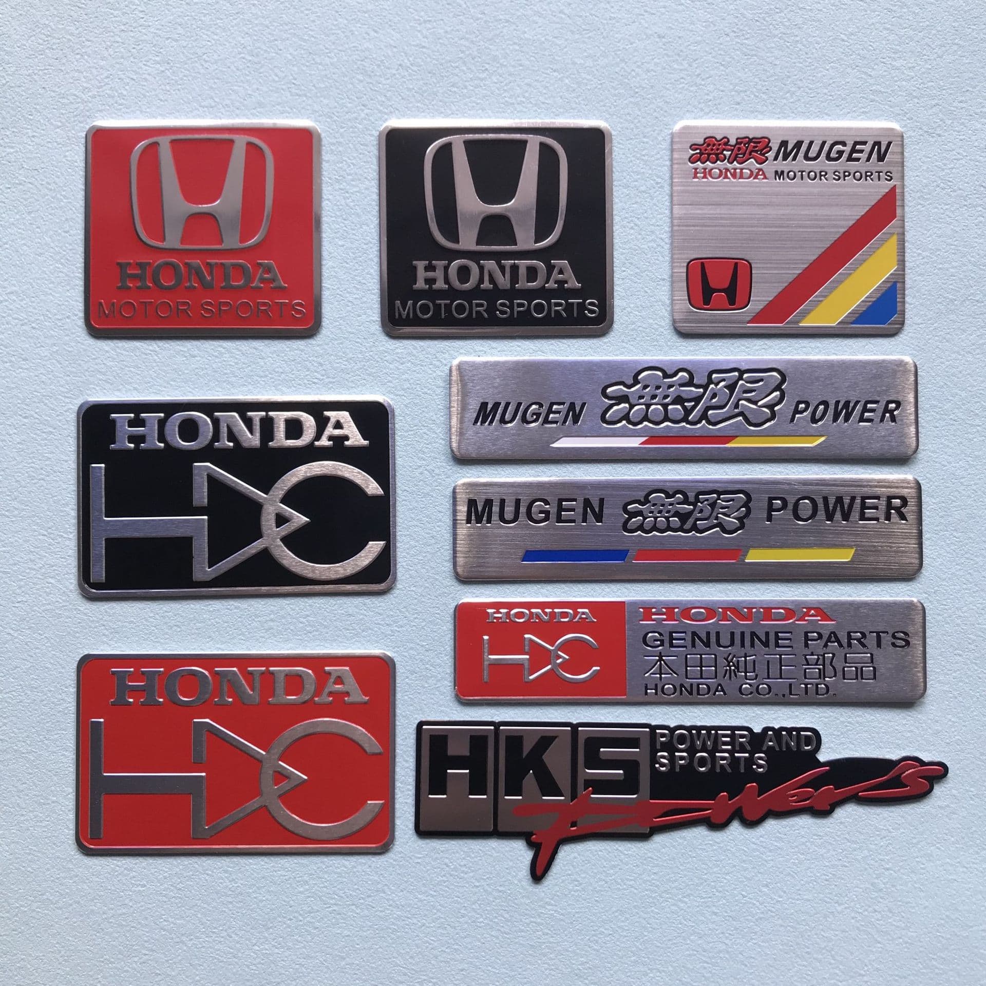 HKS Power Decal Sticker for Honda MUGEN Metal Emblem Badge for Civic Accord Modified Tail Badge Aluminum Sticker