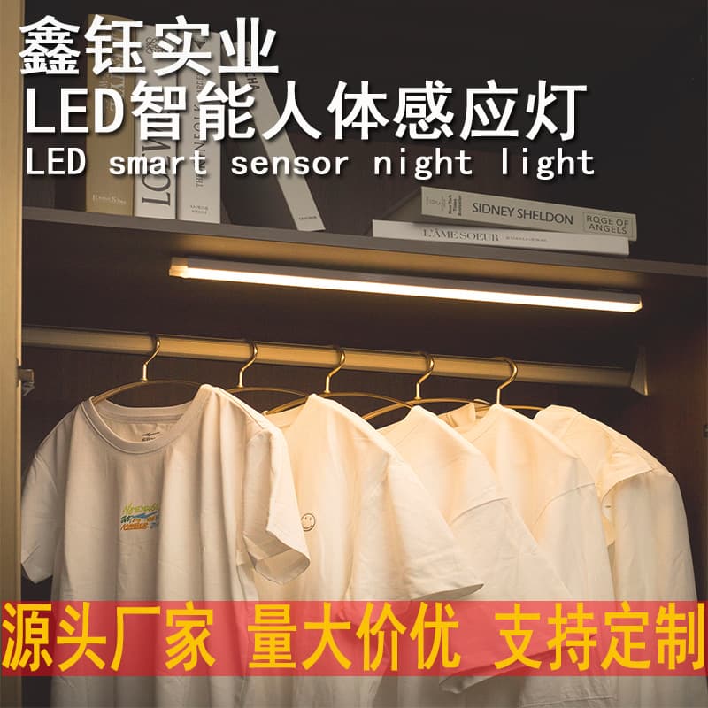 Motion Sensor Night Light Smart Automatic Wireless Long Strip Rechargeable Magnetic Lamp Wardrobe Wine Cabinet Cabinet Corridor Bedroom