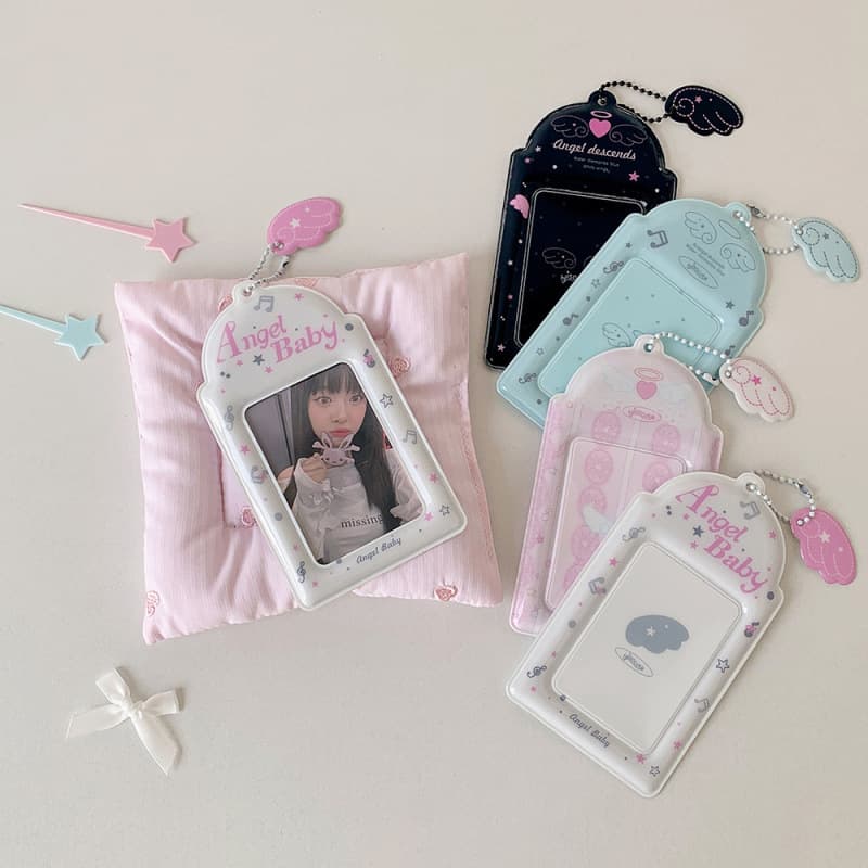 Korean Ins-Style Music Note Wing PVC All-Match Campus Card, Meal Card, Idol Photo Card Storage Sleeve, Display Anti-Loss Pendant