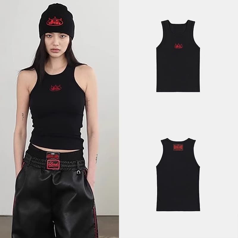Korean Badblood BCAC Series American-style Spaghetti Strap Tank Top for Women Casual Embroidered Sports Top