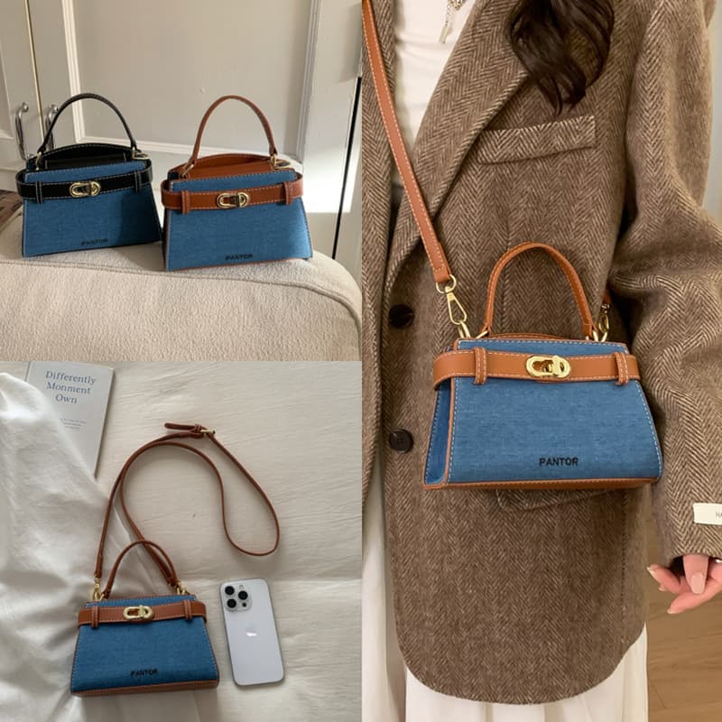 Niche Design Handheld Small Square Bag for Women 2025 Winter New Trendy Contrast Color Fashionable Shoulder Crossbody Bag