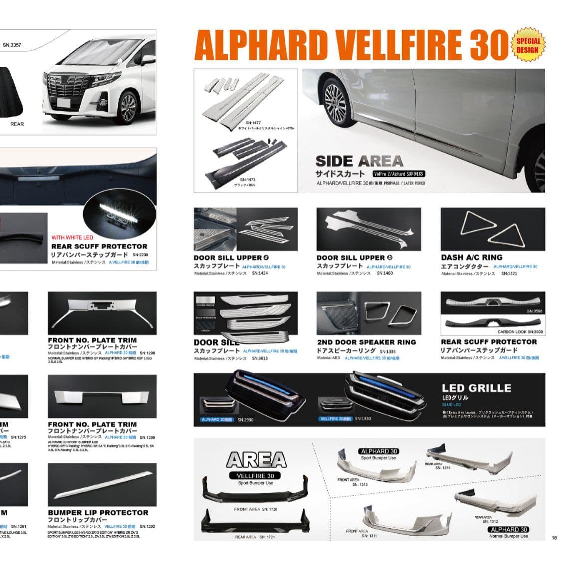 ALPHARD30 series full car stainless steel chrome trim strips 15-23 ALPHARD 30 series front and rear modified bright strips