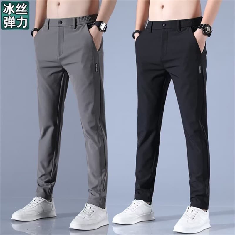 Men's Casual Ice Silk Pants 2024 New Summer Thin Straight-Leg Loose-Fit Sports Quick-Dry Trendy Brand Pants