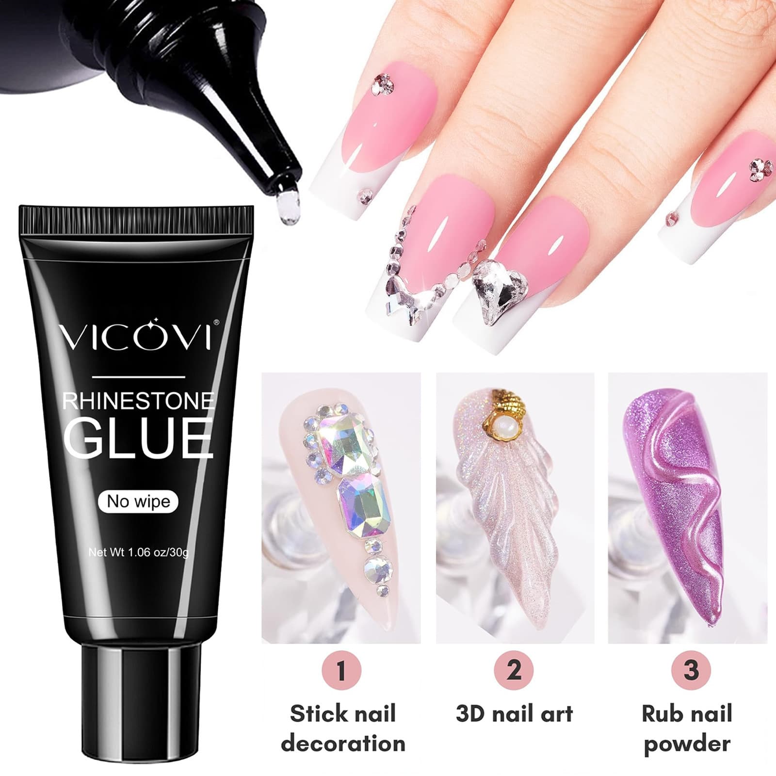 Cross-border manicure, powerful no-wash diamond glue, diamond jewelry glue, metal jewelry strong glue, non-flow diamond glue
