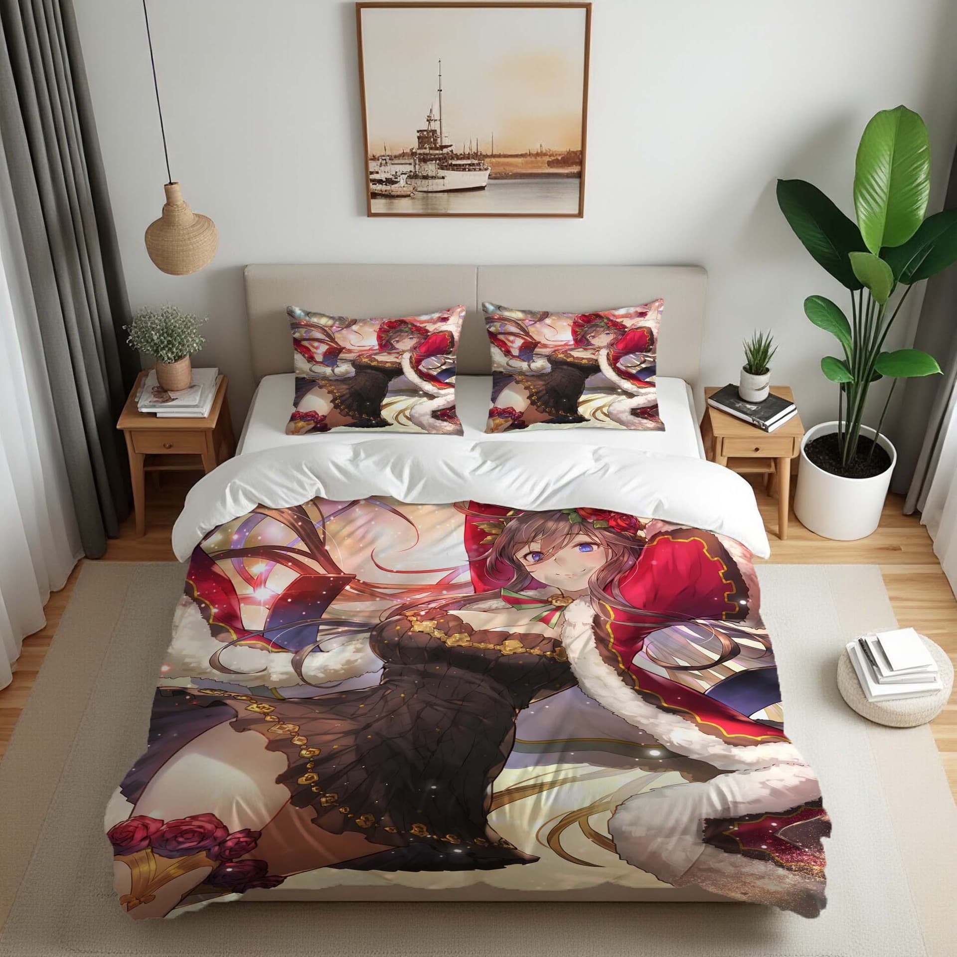 3D Digital Print Anime Duvet Cover Three-Piece Set Amazon Cross-border Anime Pattern Custom Print Bedding Set