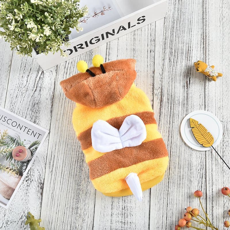 Pet Cat Autumn and Winter Clothes Flannel Warm Spring Outfit Bee Costume Dog Coat Other