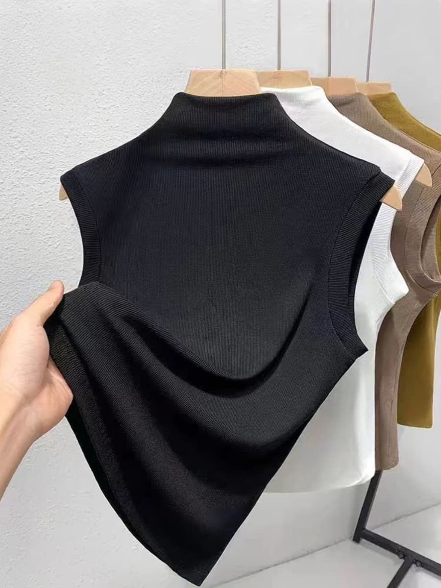 Modal Half Turtleneck Sleeveless Vest Women Spring Summer New Plus Size Slim Fit Inner Layering Basic Top
