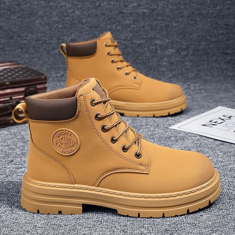 Motorcycle Martin Boots Men 2025 Autumn/Winter New High-Top British Style Work Boots Thick-Soled Slip-Resistant Wear-Resistant Big Yellow Boots