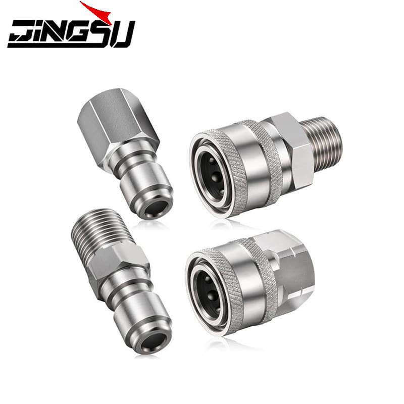 Cross-border High Pressure Washer Adapter Inner Wire Outer Wire Male and Female Head NPT3/8 Quick Connector Kit Stainless Steel